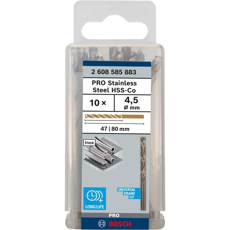 Bosch PRO Stainless Steel HSS-Co Spiralbohrer, Ø 4,5 mm, 10 Stück