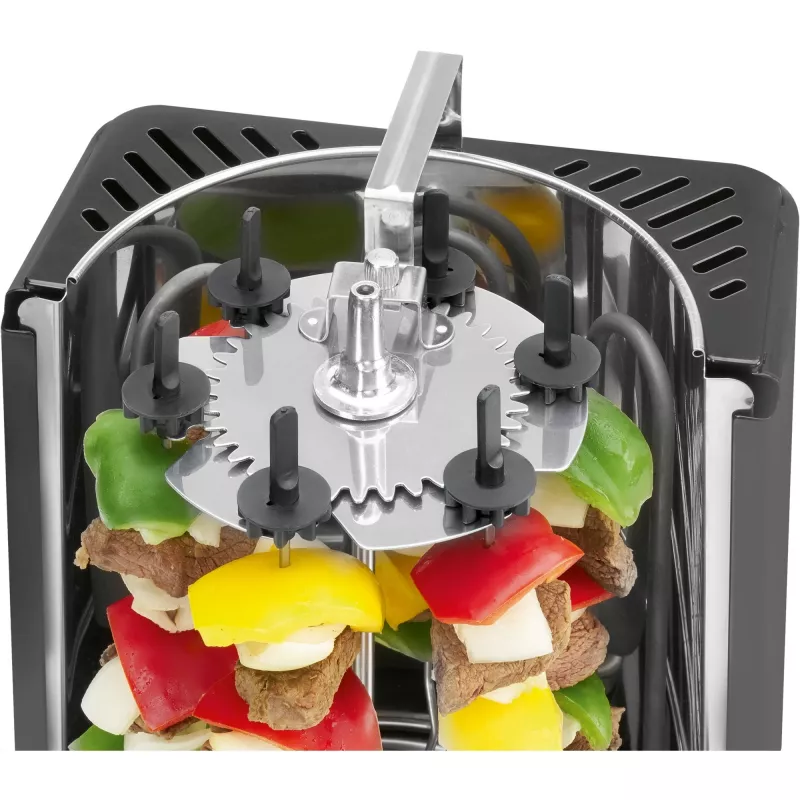Vertikaler Elektro-Multigrill CLATRONIC DVG 3686, 1400 W, schwarz, mit Drehspieß und 6 Spießen