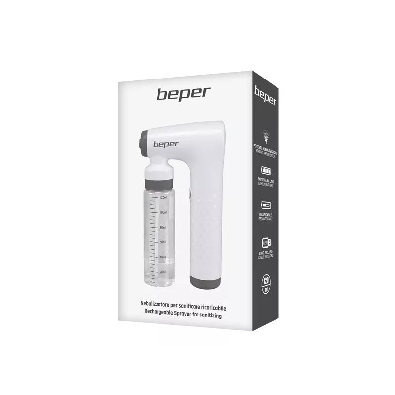 Beper P202VAL110 Wiederaufladbarer Desinfektionssprüher, 120 ml, 2000 mAh