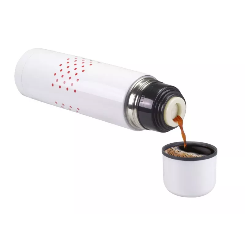 Beper BI.504 Isolierflasche 500 ml, Edelstahl, mit Becher, rot gepunktet