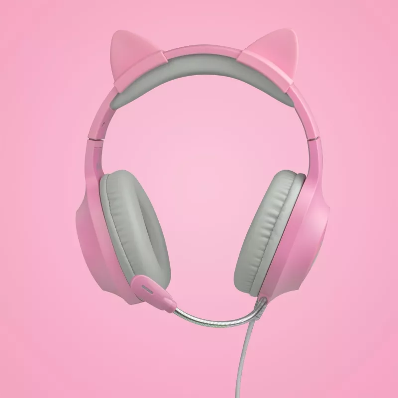 FR-TEC Tanooki Kopfhörer Kabelgebunden Kopfbügel Gaming Grau - Pink (FT2021)