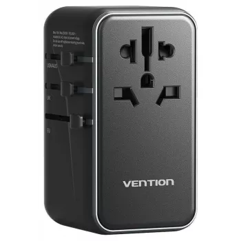 Ladegerät Vention FJGB0 100W GaN mit 3× USB-C und 1× USB-A, Schwarz