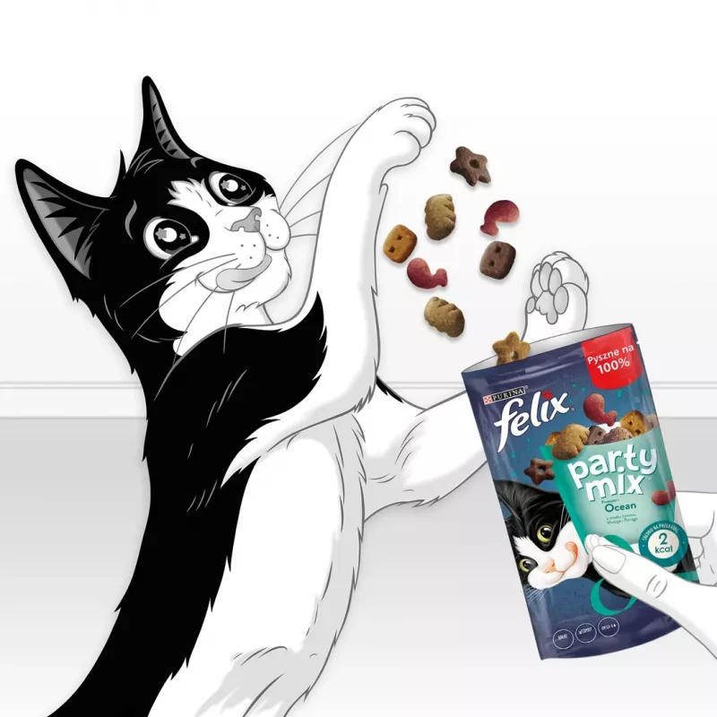 Katzenleckerli Felix Party Mix Ocean Mix Beutel 60 g – Snack für ausgewachsene Katzen