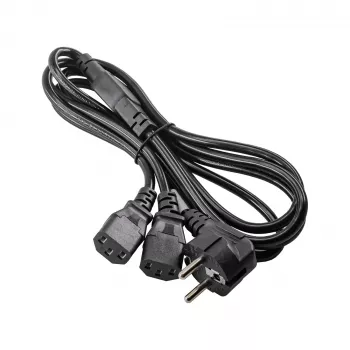 Akyga AK-PC-04A Stromverteilerkabel CEE 7/7 auf 2x IEC C13, 1,8 m, Schwarz