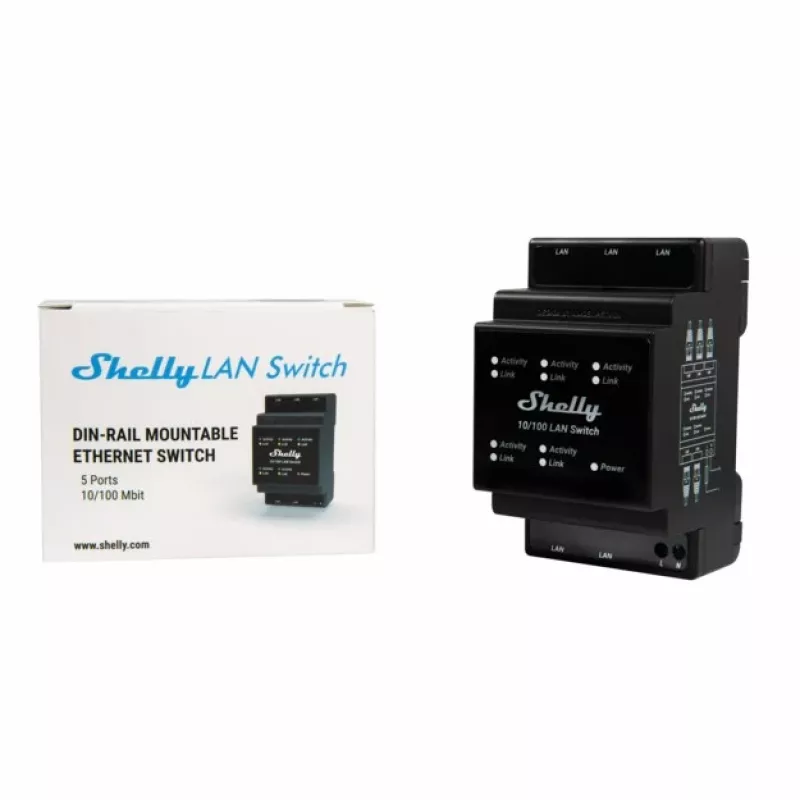 Shelly LAN Switch intelligenter Schalter, schwarz, 110-240 V AC, 1 W