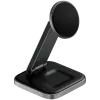 SATECHI 3-in-1 faltbare Qi2 kabellose Ladestation (Space Gray) mit Typ A-, C-, G-Steckern