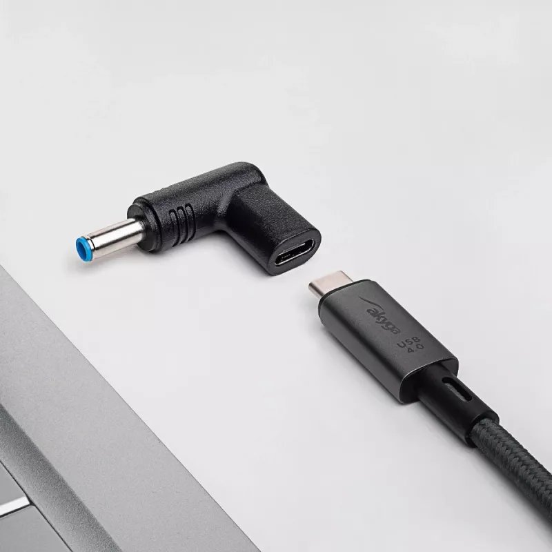 Akyga AK-ND-C09 Ladeadapter USB-C auf DC 4,5 x 3,0 mm + Pin für Notebooks, 18,5-20 V, 100 W, für HP
