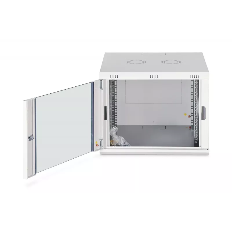 Wandmontierbarer 19-Zoll-Rackschrank DIGITUS Dynamic-N DN-37106 — 9U, 600x600 mm, IP20, Schlüsselschloss