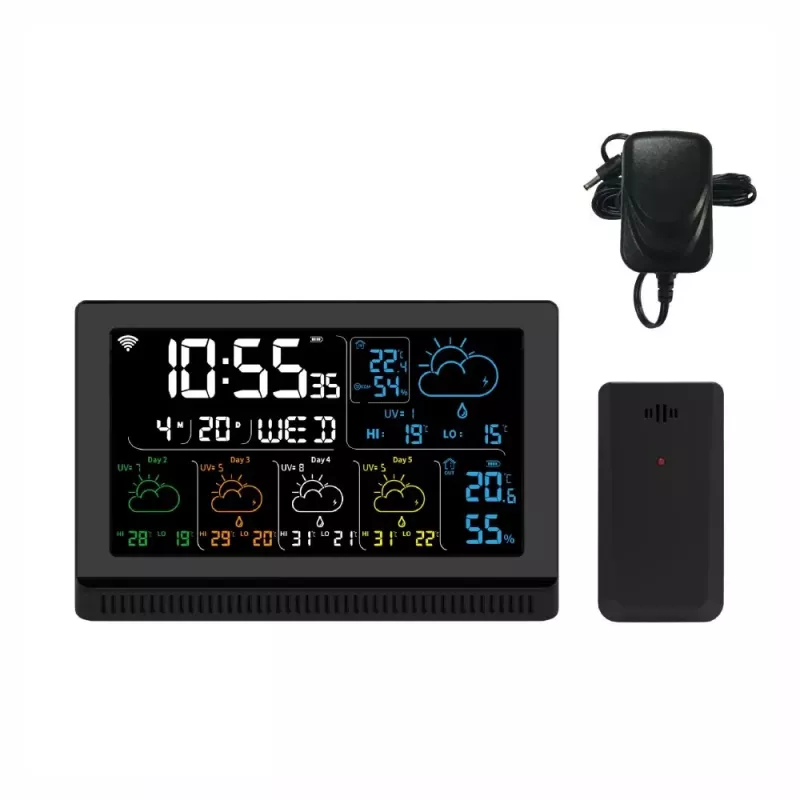 Manta MTO200B Windy Smart Wetterstation mit Außensensor, Wi-Fi, Schwarz