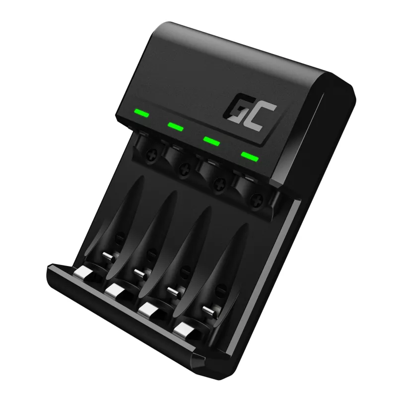 Batterieladegerät Green Cell GC VitalCharger USB, 4-Steckplätze, AA/AAA, USB-betrieben, schwarz