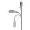 USB 2.0 Adapterkabel, USB-C-Stecker > Lightning-Stecker (Silber/Grau, 1 Meter, PD, ummantelt)