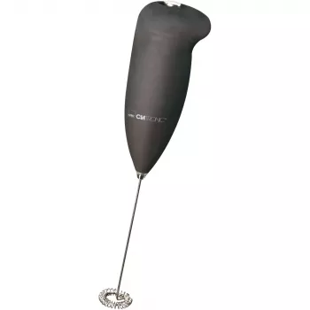 Clatronic MS 3089 batteriebetriebener Milchaufschäumer, Schwarz/Edelstahl