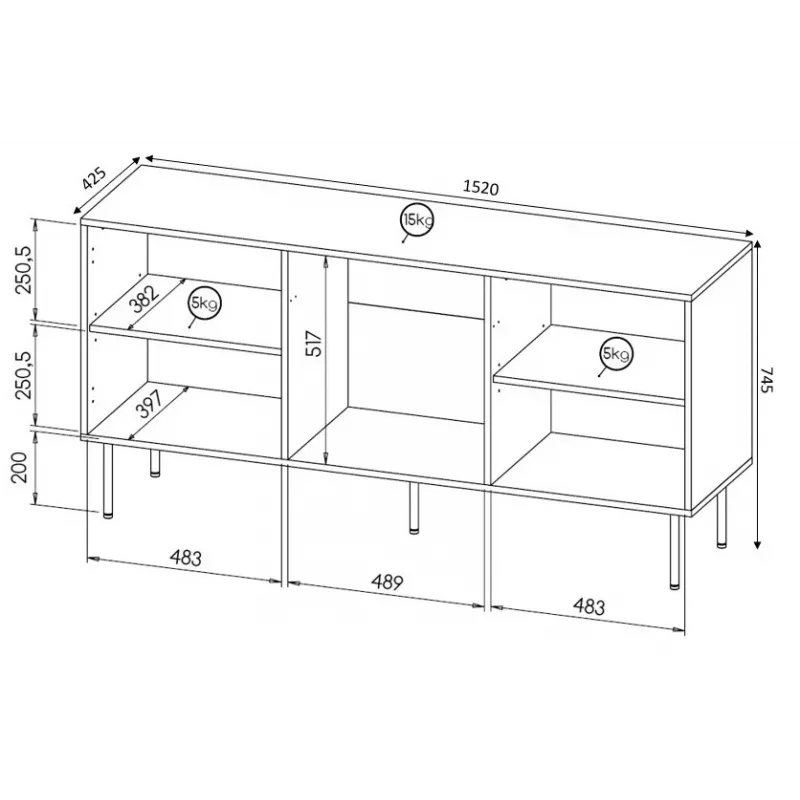 Cama Meble HOLE Kommode 152x42,5x74,5 cm, mattschwarz