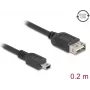 USB-Kabel DELOCK 81522 — USB 2.0, Mini-USB B auf USB A, 0,2 m, schwarz