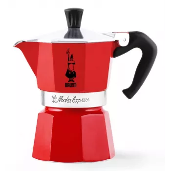 Manuelle Moka-Kanne BIALETTI 4941 Rot — türkische Espressokanne aus Aluminium für den Herd, 0,05 L