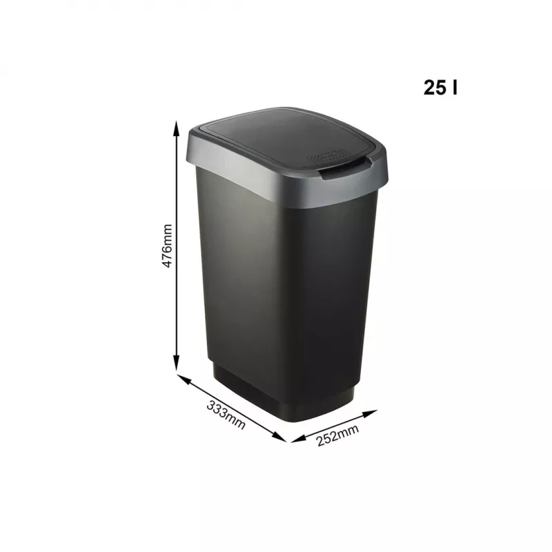 Rotho Twist Drehmülleimer 25 l, silber