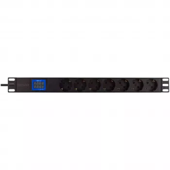 Stromverteilereinheit PowerWalker 10133010 PDU 1U Schwarz, Typ-F-Steckdosen, C20-Kupplung, 16 A, 3500 W, 2 m Kabel