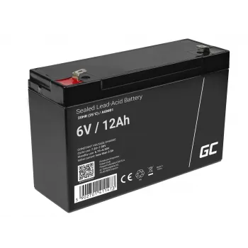 Versiegelte Blei-Säure (VRLA) AGM-Batterie Green Cell 6V 12Ah, 94×151×50 mm, 1,65 kg