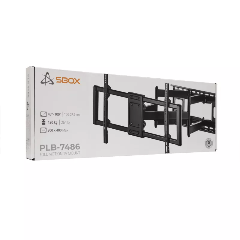 Sbox PLB-7486 neig- und schwenkbare TV-Wandhalterung, 43-100 Zoll, bis 120 kg, VESA 800x400