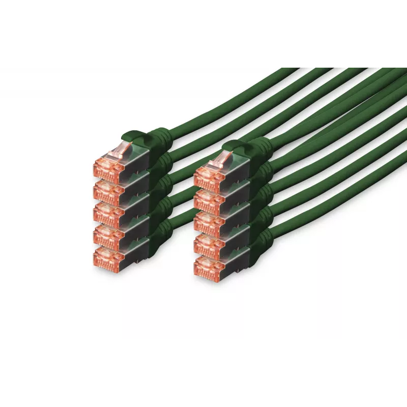 DIGITUS CAT6 S/FTP Patchkabel, 0,25 m, Grün, 10er-Pack