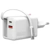 4smarts 541065 GaN Flex Jojo 65W Netzladegerät, 2x USB-C PD + USB-A QC 3.0, einziehbares USB-C-Kabel, 100-240V, Weiß