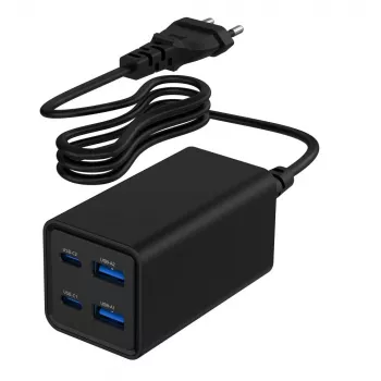 Gembird TA-UC-2A2C-PD65-01-BK Ladegerät für Mobilgeräte Laptop, Smartphone Schwarz AC Schnellladen Indoor