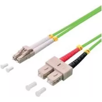 LogiLink - Patchkabel - LC/UPC Multi-Mode (M) zu SC/UPC Multi-Mode (M) - 3 m - Glasfaser - Duplex - 50/125 Mikrometer - OM5 - Halogenfrei - Hellgrün