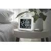 Muse M-090 WMC digitale Wand-/Tischuhr mit Wecker, großes LCD-Display mit automatischer Hintergrundbeleuchtung, Raumtemperatur und Luftfeuchtigkeit, Kalender, rechteckig, Weiß
