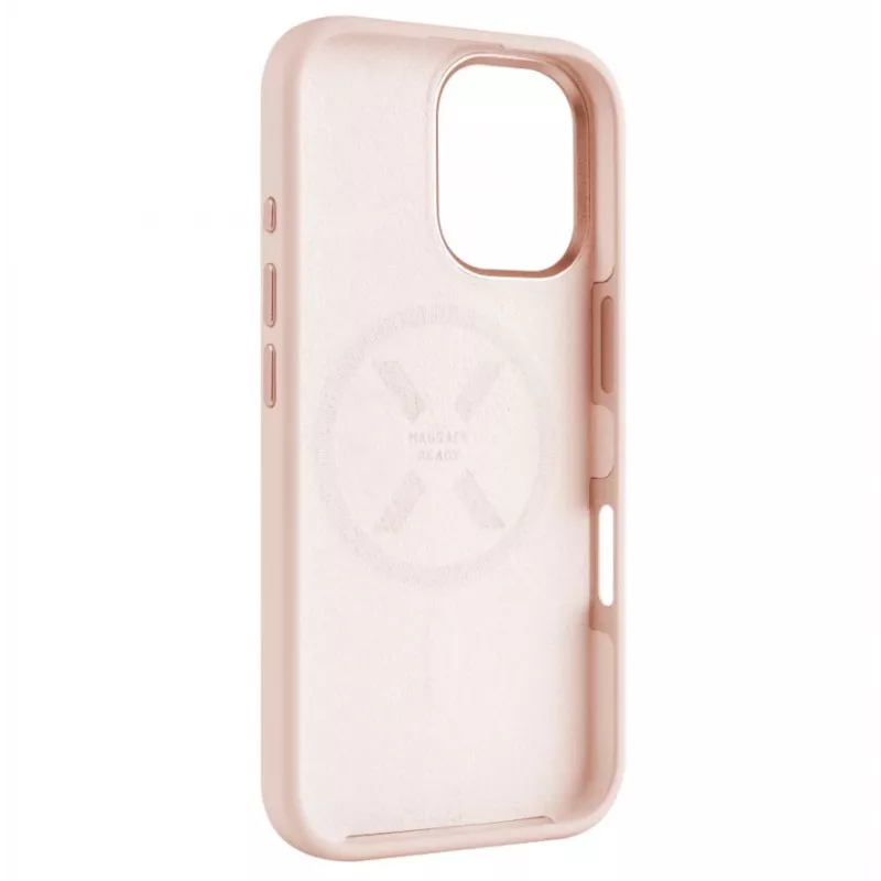 Backcover FIXED für Apple iPhone 16 Liquid Silicone Pink mit MagFlow schlanke Schutzhülle