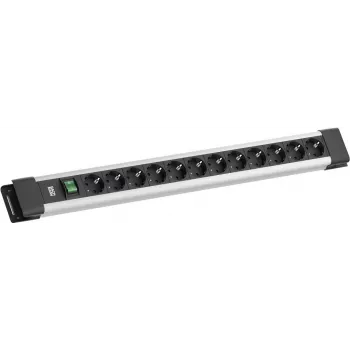 Steckdosenleiste Bachmann CONNECTUS 12x CEE7/3-Steckdosen, 1x Schalter, 2,0 m Kabel, CEE7/7-Stecker, grau