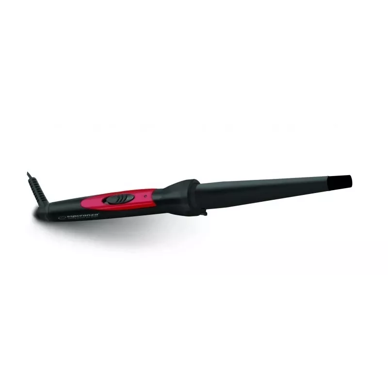 Esperanza SALMA EBL007 konischer Lockenstab, 13–25 mm Keramikzylinder, 25 W, 1,7 m Drehkabel, Schwarz/Pink