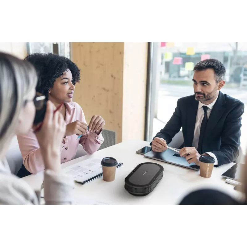 Philips PSE0501 Smart Meeting kabelloses Konferenzmikrofon mit Meeting-Assistent Sembly, USB-C, Schwarz/Grau