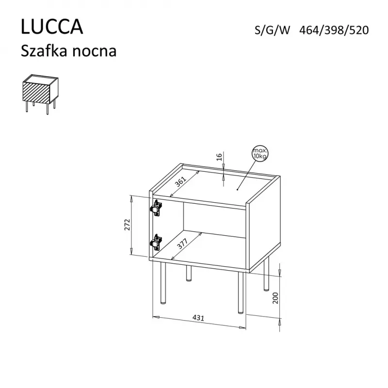 Nachttisch Cama LUCCA Nachtschrank 2 Stk. 47x40x52 cm weiß MDF/Spanplatte