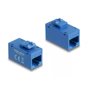 Delock 90642 Keystone-Modul RJ45-Buchse zu RJ45-Buchse, Cat.6A UTP, blau