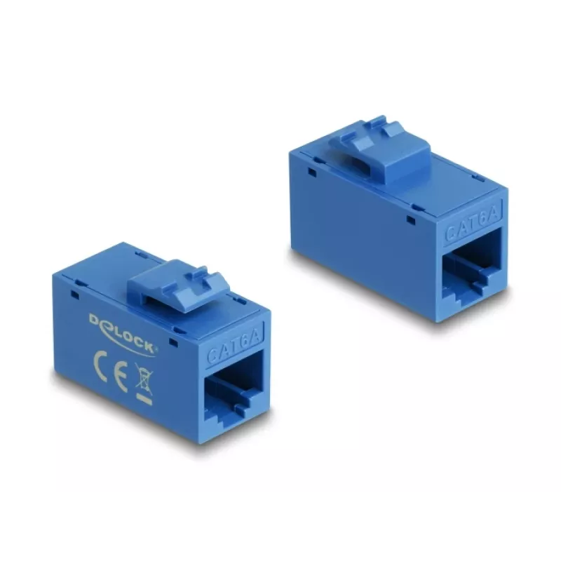 Delock 90642 Keystone-Modul RJ45-Buchse zu RJ45-Buchse, Cat.6A UTP, blau