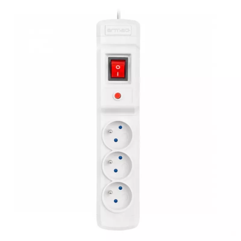 Steckdosenleiste ARMAC MULTI M3 PROTECTING POWER STRIP, 3 Steckdosen, 3 m Kabel, grau