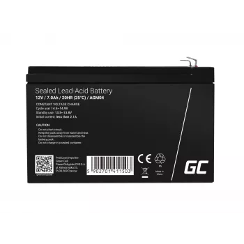 UPS-Batterie Green Cell AGM04 12V 7Ah versiegelte Blei-Säure (VRLA) schwarz, 1 Stück