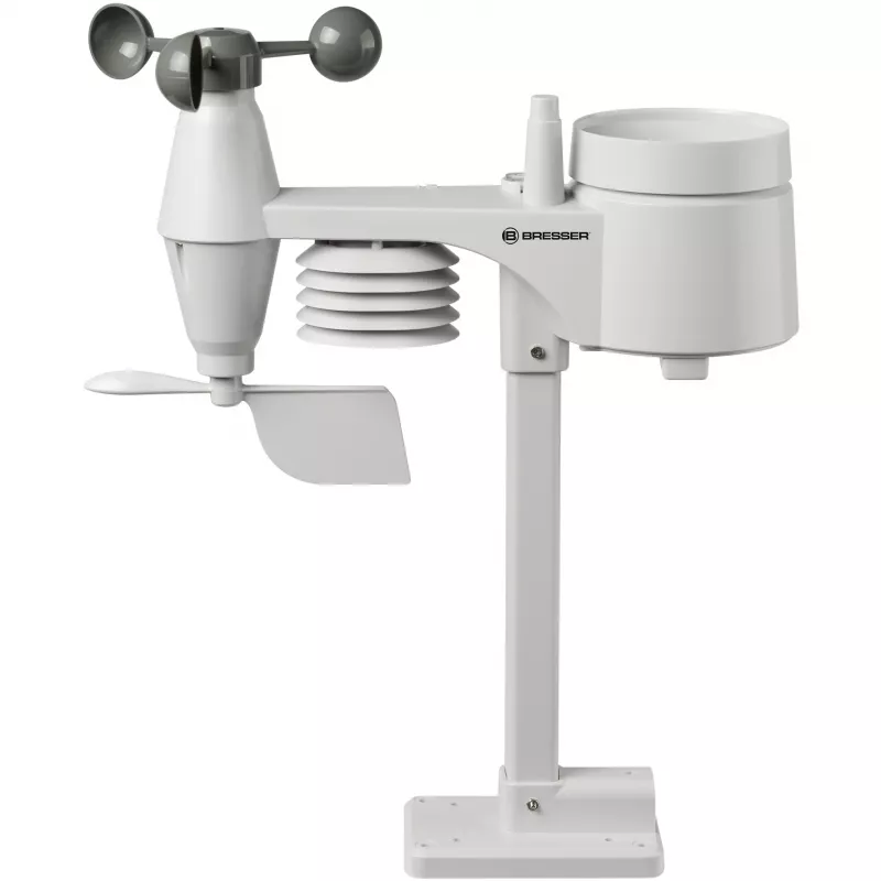 Bresser 7002580 Weather Center 5-in-1 WLAN-Digitalwetterstation mit Profi-Sensor, 5,7″ Display, Netzbetrieb, schwarz