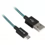USB 2.0 Kabel, USB-A Stecker > Micro-USB Stecker (Schwarz/Hellblau, 1 Meter, ummantelt)