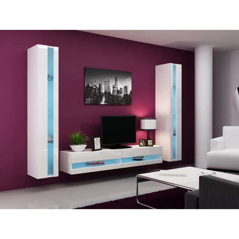 TV-Stand cama meble VIGO NEW 30/180/40, weiße Hochglanz-Oberseite, Spanplatte, 1800×400×300 mm