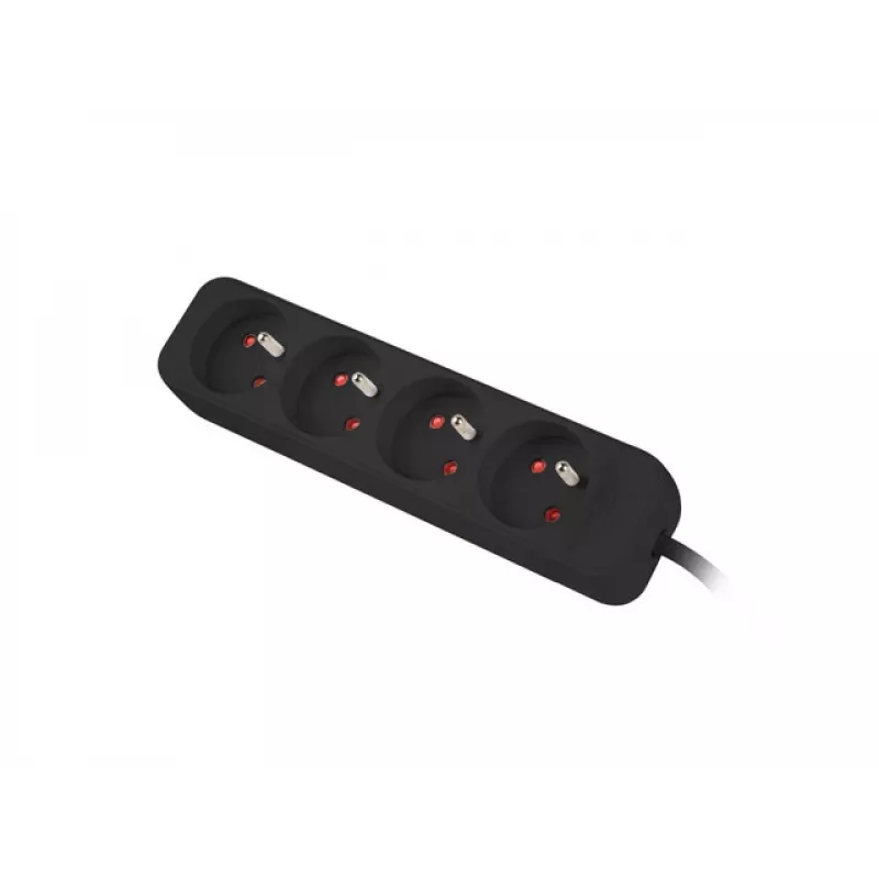Power Extension Lanberg PS0-04E-0100-IEC-BK 1m 4 AC Outlets Indoor Schwarz