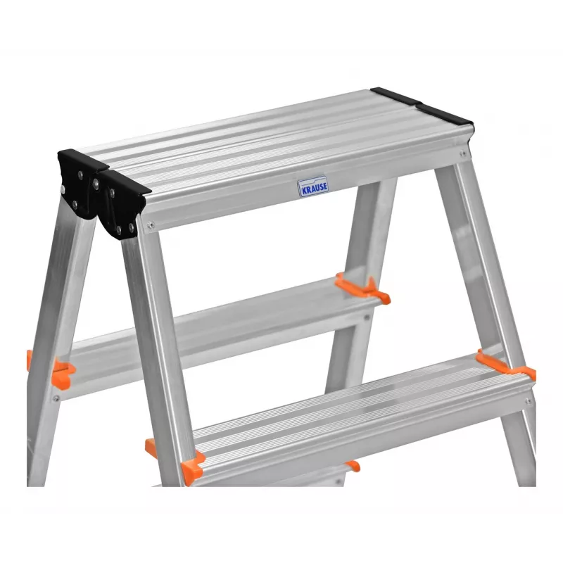Krause Dopplo 120410 Stehleiter beidseitig begehbar, Aluminium, 2 x 5 Stufen