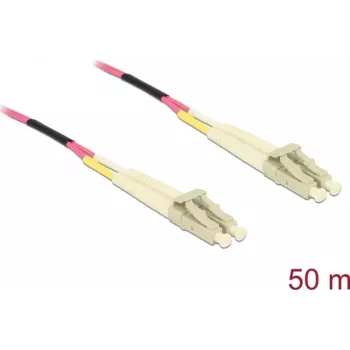 Netzwerkkabel DELOCK LWL-Kabel LC Duplex auf LC Duplex Multimode OM4 50m Gelb