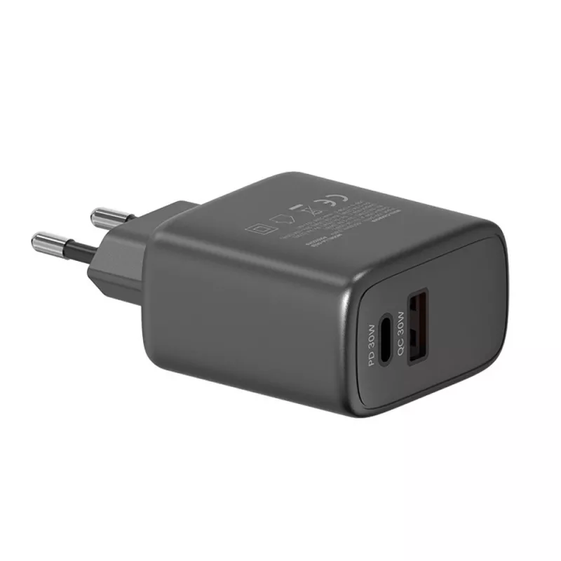 SAVIO LA-06/B 30-W-Wandladegerät, USB-A + USB-C, Quick Charge, Power Delivery 3.0, Schwarz