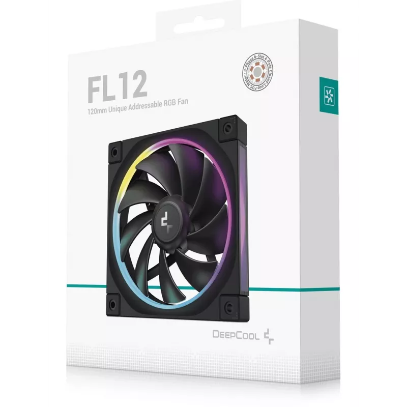 DeepCool FL12 Gehäuselüfter, 120 mm, 500–2150 U/min, 32 dB, FDB, 12 V, schwarz