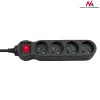 Stromverlängerung Maclean MCE181 3 m 4 AC-Steckdosen Innenbereich Schwarz
