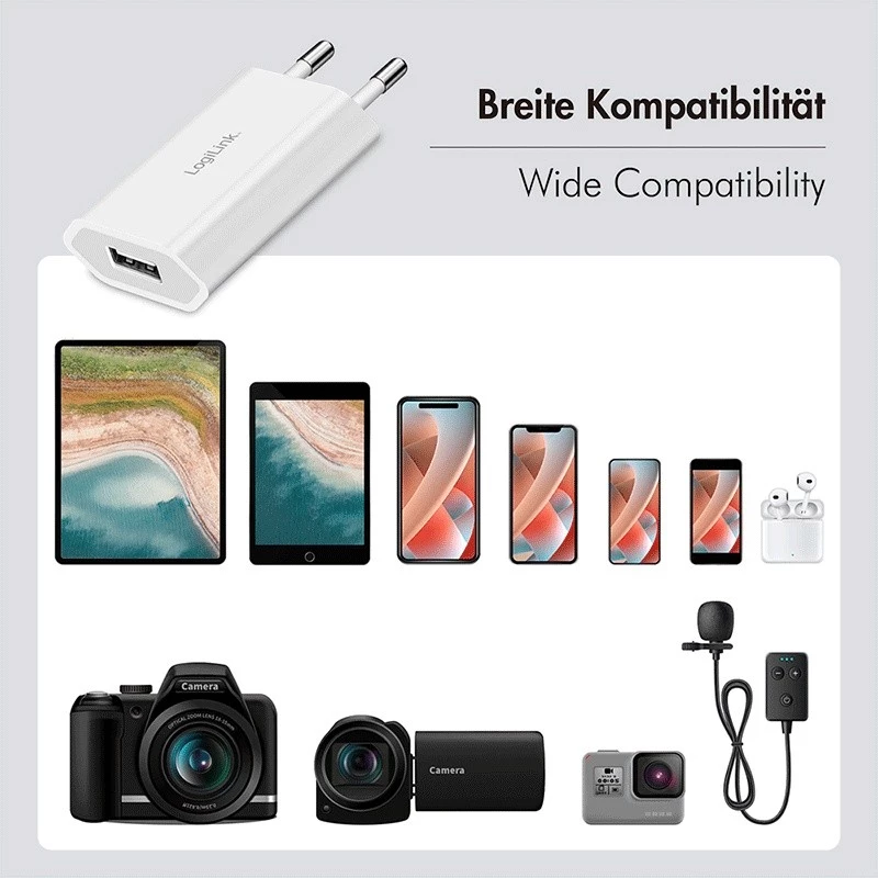 USB-A Buchse Adapter, 5W, 5V/1A, 1xUSB-A weiß