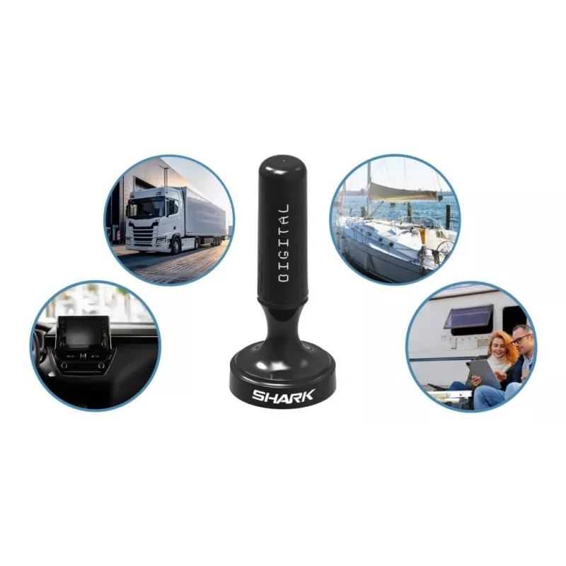 Auto DVB-T Antenne Shark SHA301CAR mit Aktivverstärker für Fahrzeug-TV-Empfang