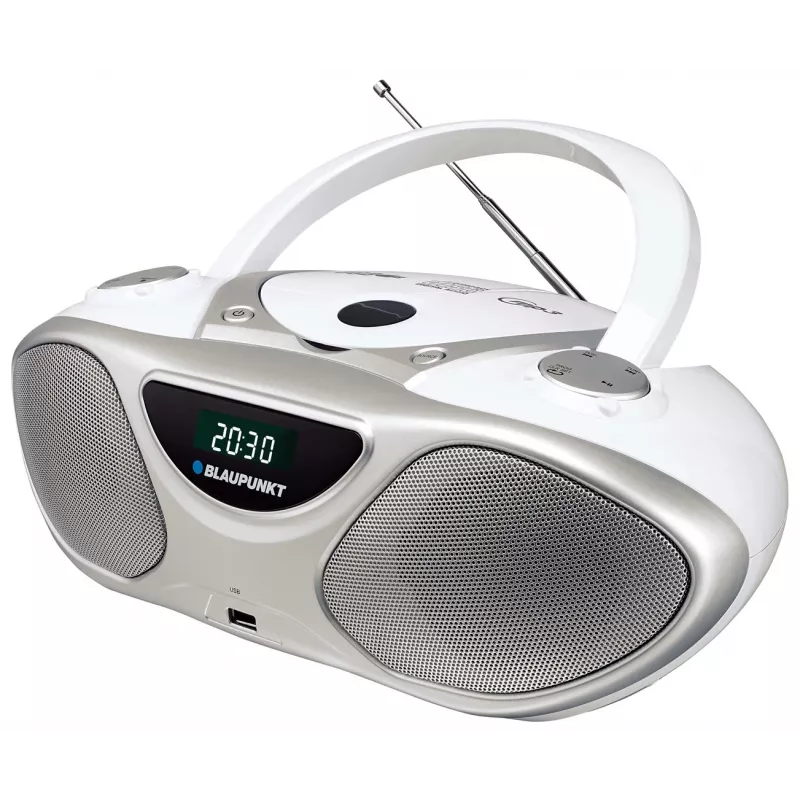 Blaupunkt BB14WH tragbares CD/MP3-Radio mit USB, AUX, FM, Silber/Weiß