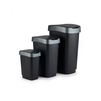 rotho Twist 25 L rechteckiger Aufbewahrungsbehälter aus Polypropylen – 25 L, 476×333×252 mm, schwarz